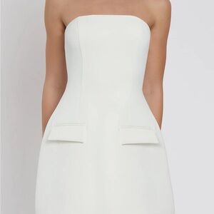 NWT LEAU SOLENE STRAPLESS POCKET MINI DRESS - WHITE
